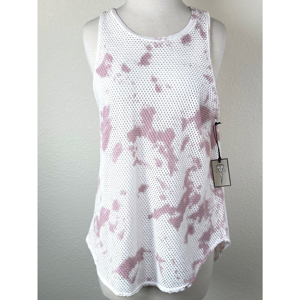 Electric & Rose Pink Tie Dye Mesh Tank Open Knit LA‎ NWT